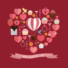 Happy Valentine Day icon Set Vector Illustration