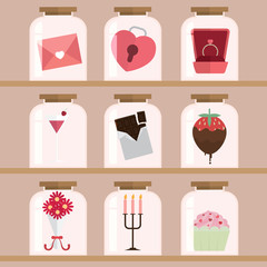 Happy Valentine Day icon Set Vector Illustration