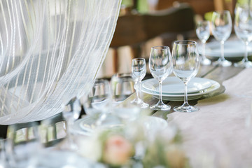 Festive table setting. Wedding decor.