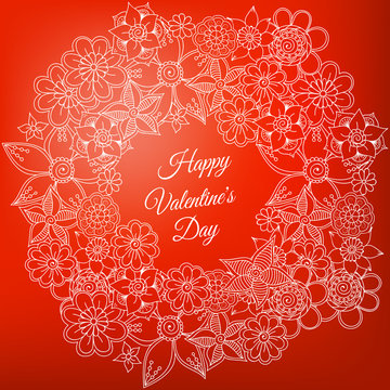Happy valentines day and weeding design elements. Vector illustration. Hearts. Doodles and curls.