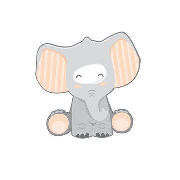 Gray cartoon elephant on a white background