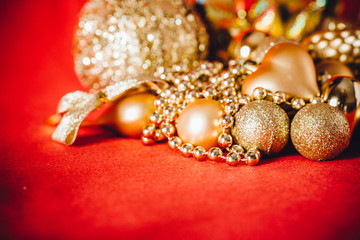 Christmas background with gold christmas decoration