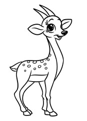 Antelope animal coloring pages cartoon illustration isolated image 
