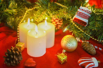 Fototapeta na wymiar Christmas ornament and candles