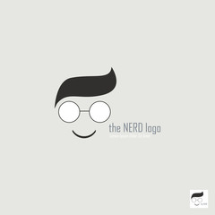 Boy wearing dorky nerdy glasses logo cartoon element