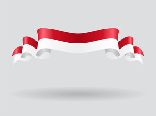Indonesian wavy flag. Vector illustration.