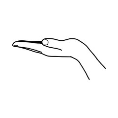 illustration vector doodle hand drawn of open hand giving or rec