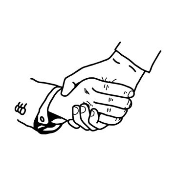 illustration vector doodle hand drawn of tight handshake between