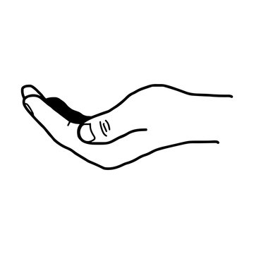illustration vector doodle hand drawn of open hand giving or rec