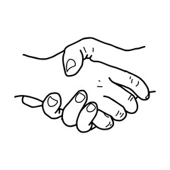 Partnership. Sketch handshake vector illustration.
