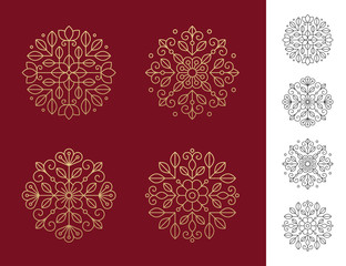 Four round linear floral logo