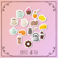 Set of vector coffee and tea icons