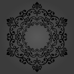 Elegant vector round dark ornament in classic style. Abstract traditional pattern with oriental elements, Classic vintage pattern