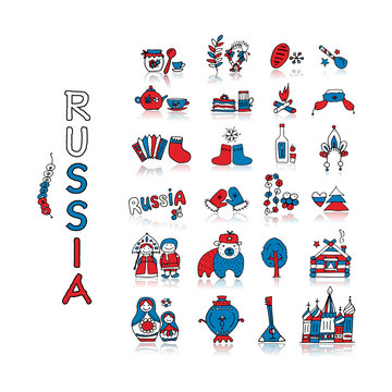 Russia, icons set. Sketch for your design