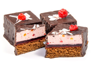 Homemade cake, sweet pastry, covered with icing