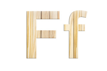 alphabet F and f, Isolated letters from wooden on white backgrou