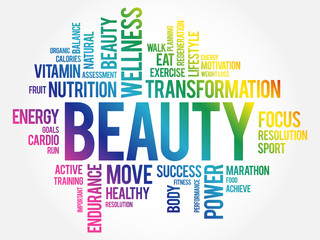 Fototapeta premium BEAUTY word cloud, fitness, sport, health concept