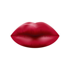 red lips on a white background
