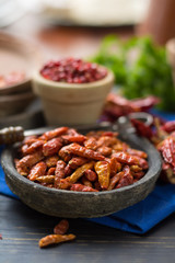 Red hot chili cayenne peppers dried, variety - spicy ingredient