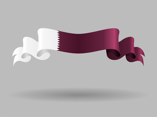 Qatari wavy flag. Vector illustration.