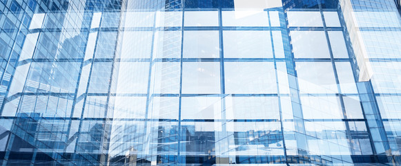 Fototapeta na wymiar glass wall double exposure, abstract modern business background