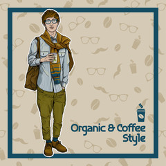young japanese asian hipster man with coffee 