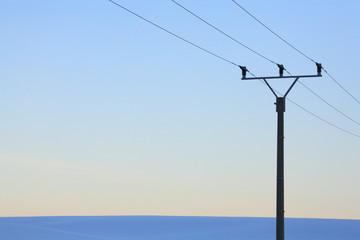 Current mast at sunrise in winter 