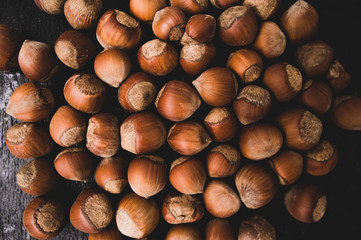 Heap of hazelnuts