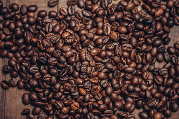 coffee beans, black background, 