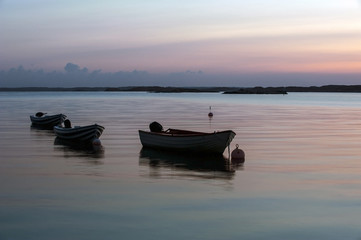 Naklejka premium Three boats moored