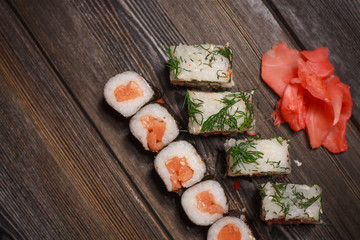 rolls, sushi, eating, food, ginger