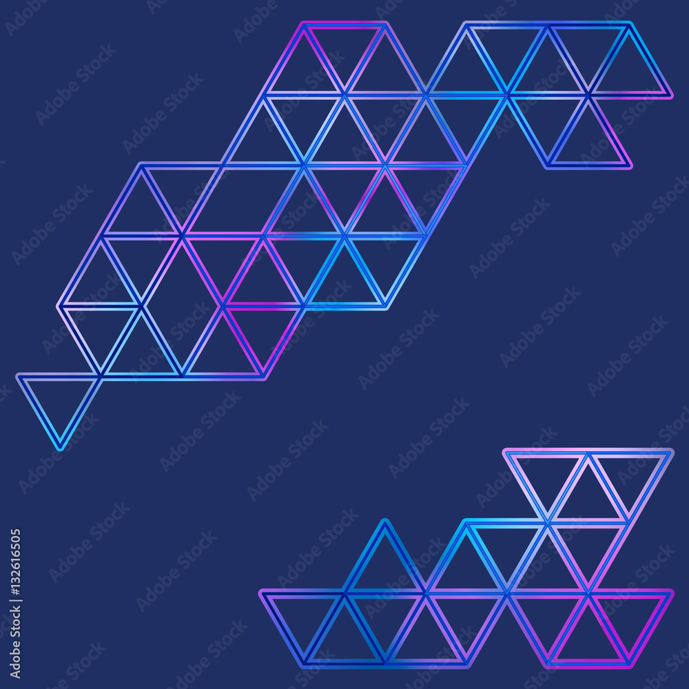 Poster Abstract dark blue background with triangular grid. Vector