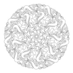 Mandala with leaves and floral ethnic decorative element.