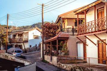 Galata village street. Nicosia District, Cyprus