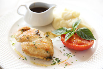 chicken breast steak grilled with red vine sauce