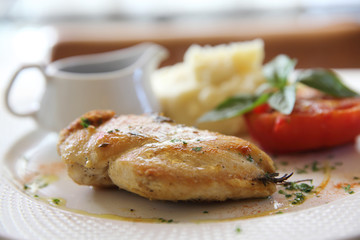 chicken breast steak grilled with red vine sauce