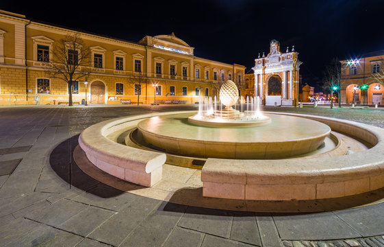 Ancient square at night