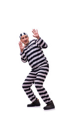 Man prisoner isolated on white background