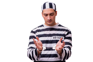 Man prisoner isolated on white background