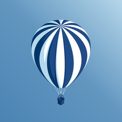 Obraz premium isometric hot air balloon flies on a background of blue sky vector illustration