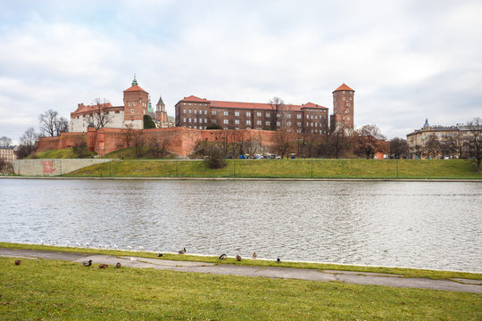 Fantastic night Krakow. The Royal Wawel Castle in Poland