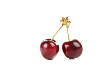 Ripe cherries isolated on a white background