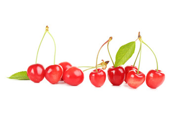 Ripe cherries isolated on a white background