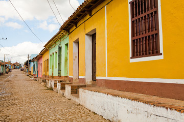 Fototapeta na wymiar Colorful traditional houses in the colonial town Trinidad, Cuba