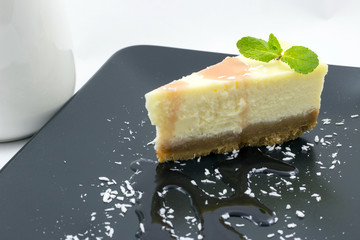 White chocolate cheesecake with mint