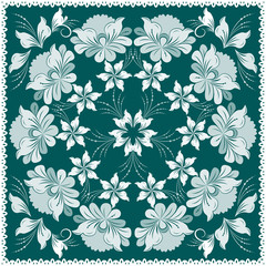 background, vector pattern for cushion, pillow, bandanna, kerchief, shawl fabric print. Texture for clothes and bedclothes. Floral pattern made of doodles. Cartoon flower