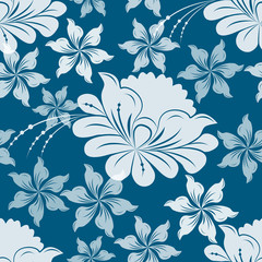 Seamless background, vector pattern for cushion, pillow, bandanna, kerchief, shawl fabric print. Texture for clothes and bedclothes. Floral pattern made of doodles. Cartoon flower