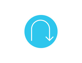 Vector return down arrow icon. Flat design style