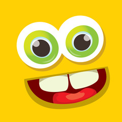 vector orange funny monster face.
