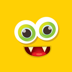 vector orange funny monster face.